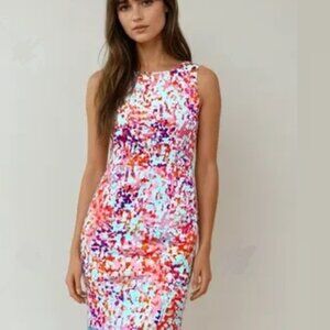 Ann Taylor Sheath Watercolor Floral Dress Size 2 Petite